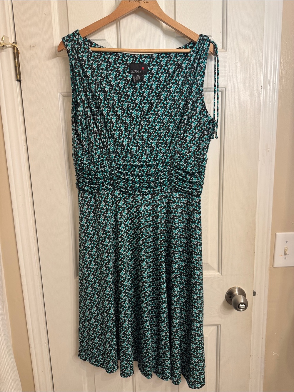 Scarlett Black Dress with Teal Floral Tie-Shoulder Skirt